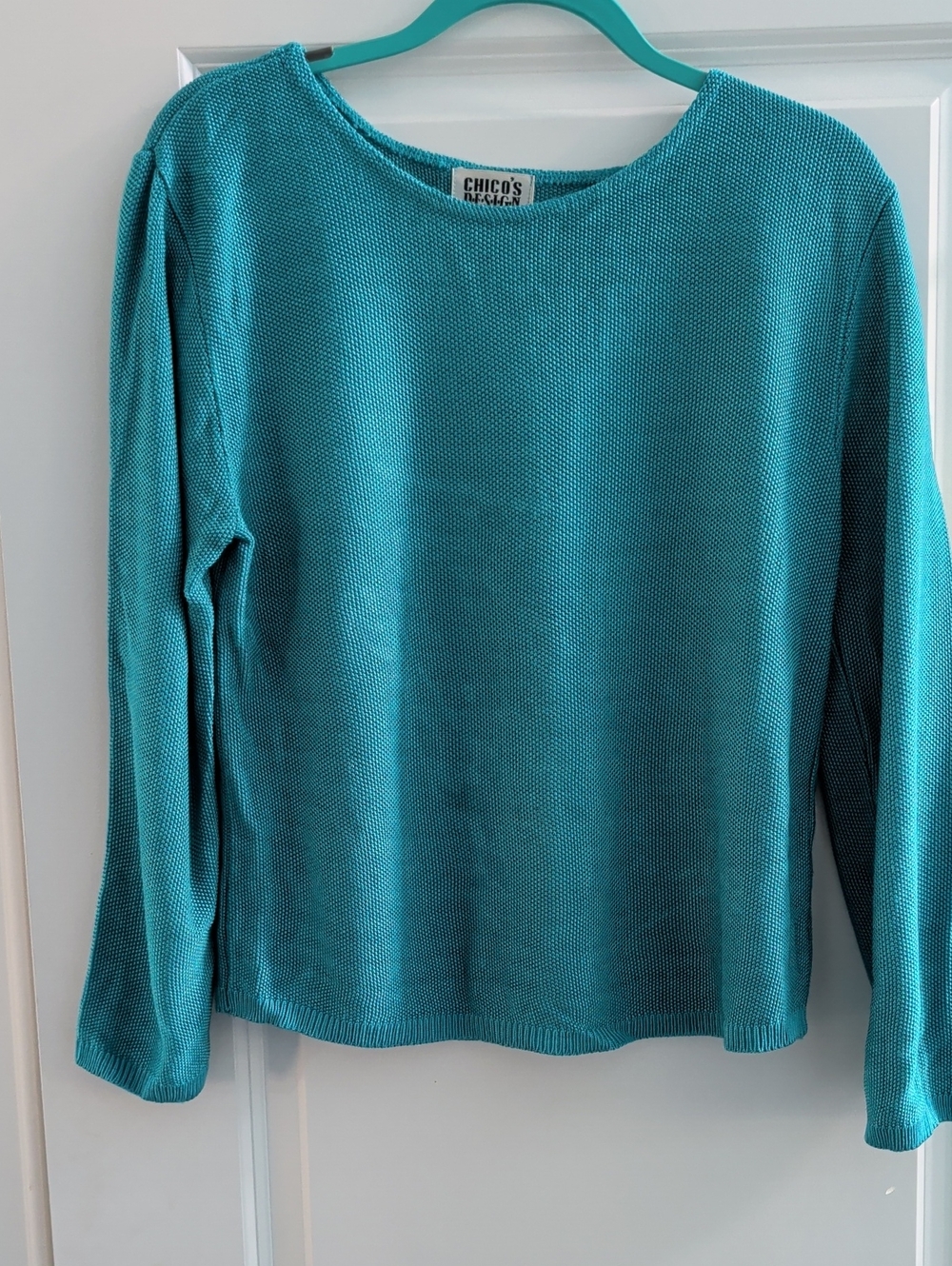 Chico's Teal Scoopneck Lightweight Knit Sweater